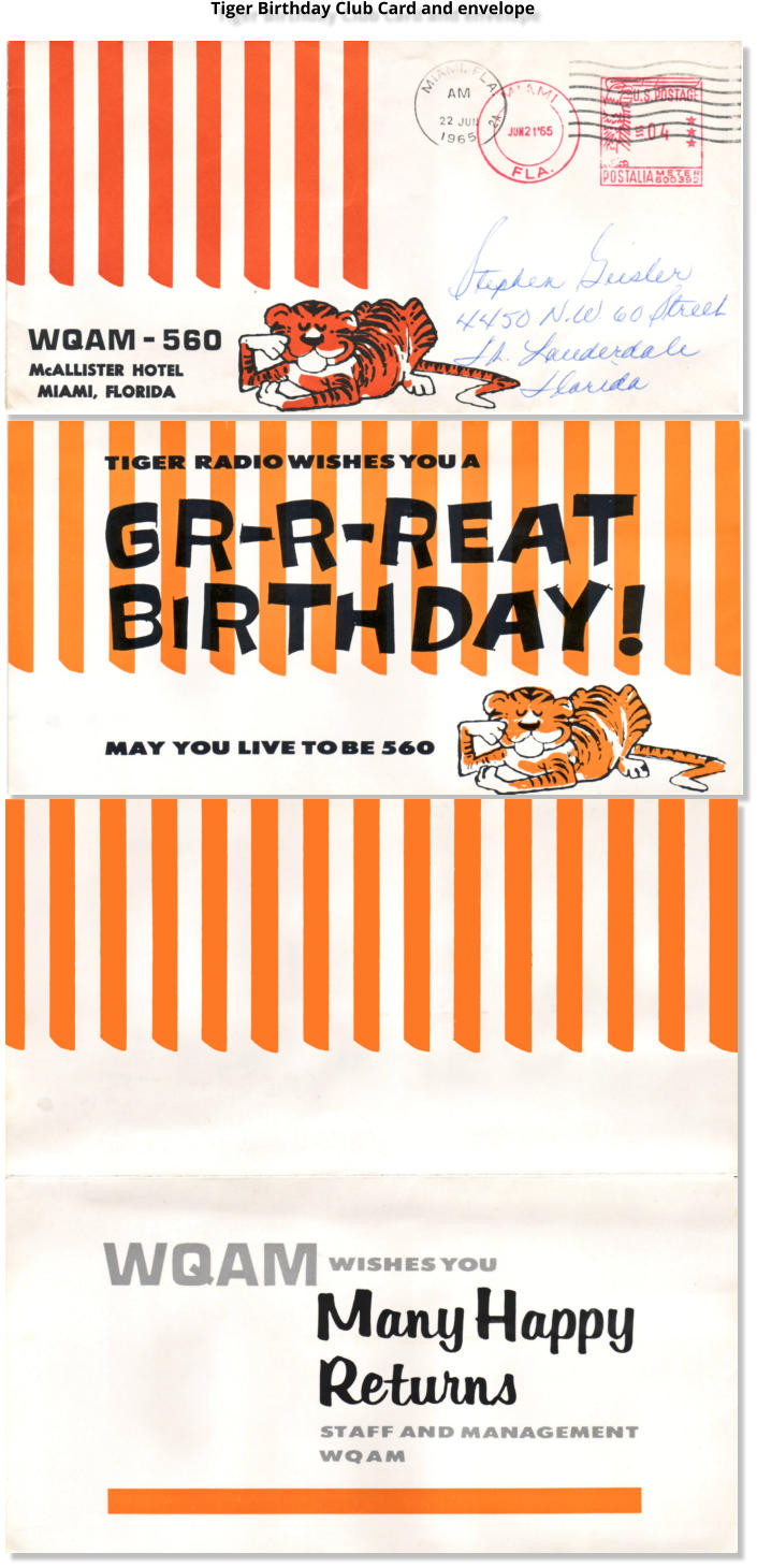 Tiger Birthday Club Card and envelope