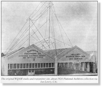 WQAM's original 1924 studio and transmitter site